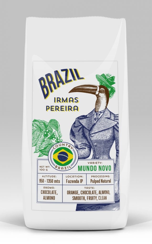 Description: Xu hướng thiết kế bao bì 2020 ví dụ: Nhãn hiệu cà phê Brazil biến chất